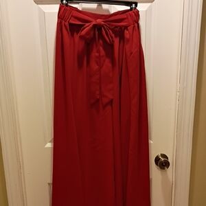 Elegant Orange-Red Women's Wide Leg Pants